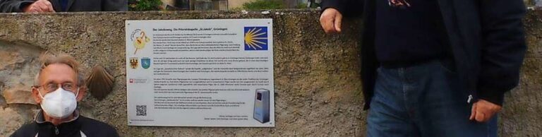 Neue Tafel für Pilger am Jakobusweg in Oberrimsingen